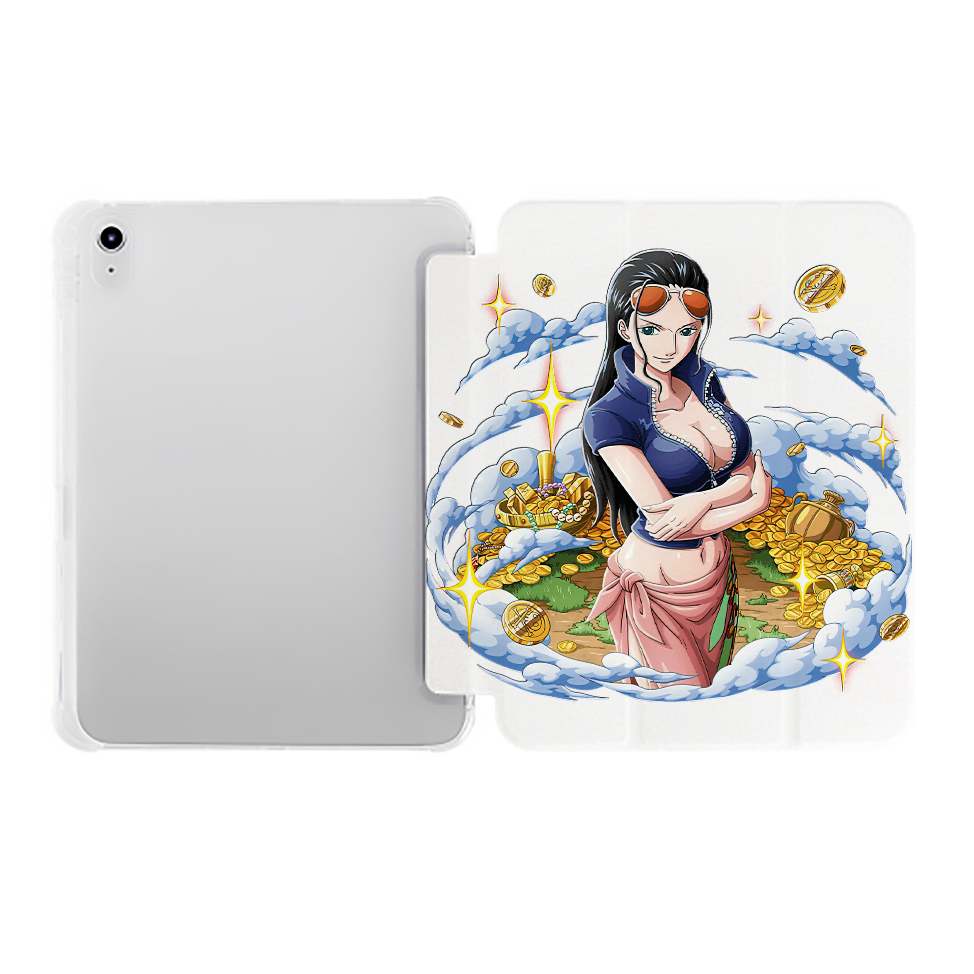 （画像用） ワンピース ニコ・ロビン ONE PIECE Nico Robin IPad ケース ペン収納付き 三つ折りスタンド PUレザー×シリコン 対応機種9.5/10.5/10.9インチ